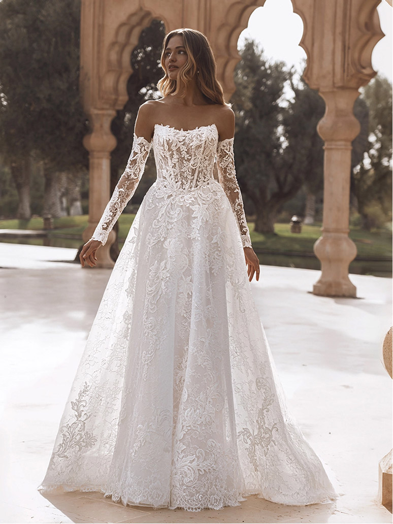 Model wearing a Enzoani gown